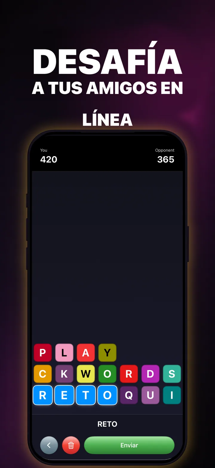 Dos jugadores de QuickWords compiten en tableros de iPhone iguales